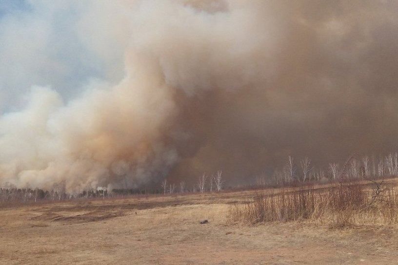 Читу накрыло дымом лесного пожара у станции Кука